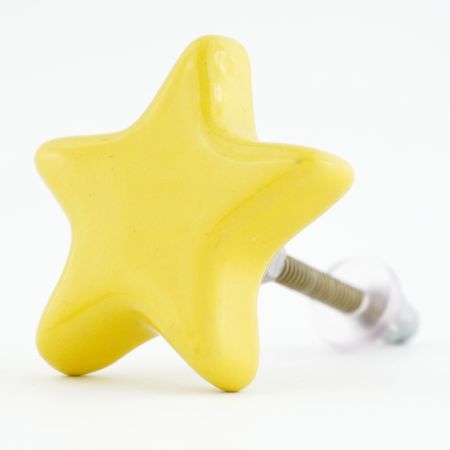 Solid Yellow Star Ceramic Cupboard Knob