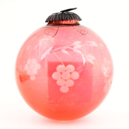 Red Decorative Glass Hanging Ornament with grape clusters and leaves