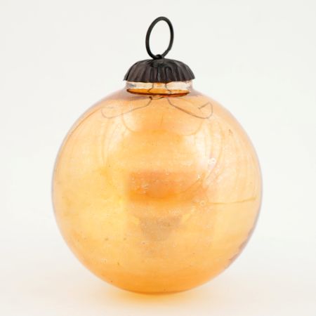 Vintage Round Amber Glass Hanging Ornament For Christmas Tree
