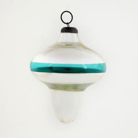 Vintage Mercury Silver and Turquoise Glass Hanging Ornament