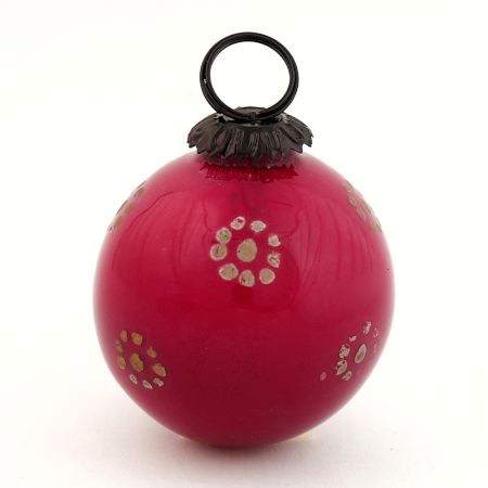 Vintage Red Glass Floral Pattern Christmas Ornament