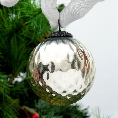 Vintage Style Mercury Silver Glass Christmas Ornament