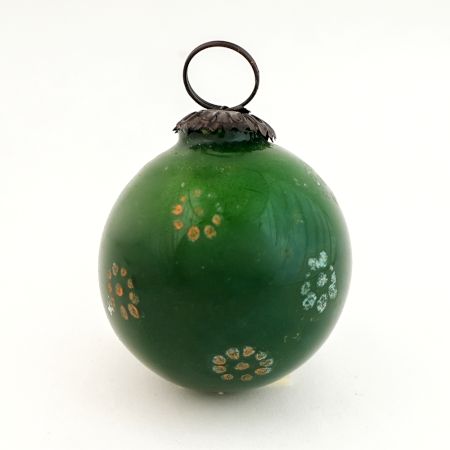 Vintage Green Glass Floral Pattern Christmas Ornament