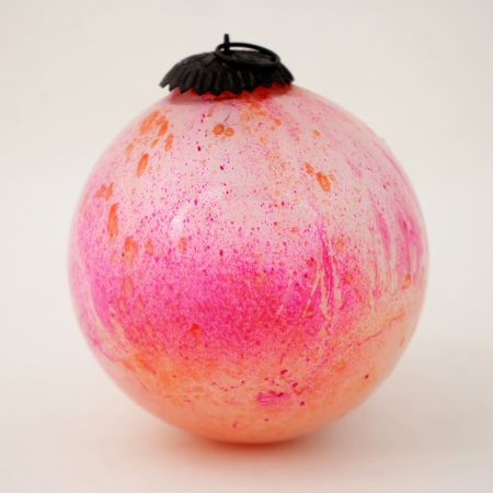 Pink Decorative Round Glass Hanging Ornament