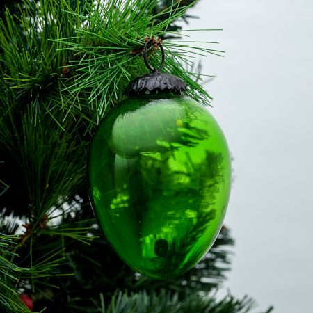 Green Decorative Avocado Shaped Glass Christmas Hanging Ornament