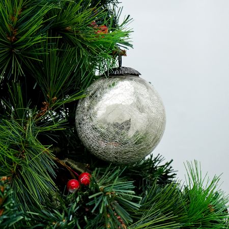 Silver Vintage Round Mercury Glass Christmas Ornament