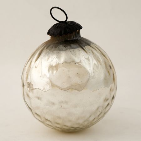 Silver Round Glass Hanging Ornament For Christmas Tree