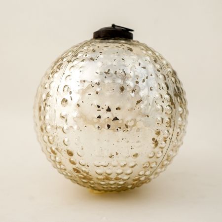 Silver Decorative Round Glass Hanging Ornament