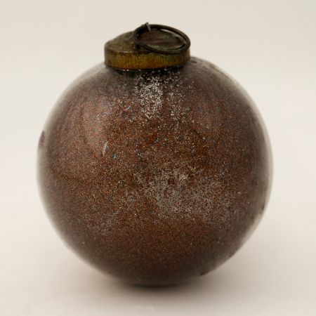 Brown Round Vintage Glass Christmas Ornament