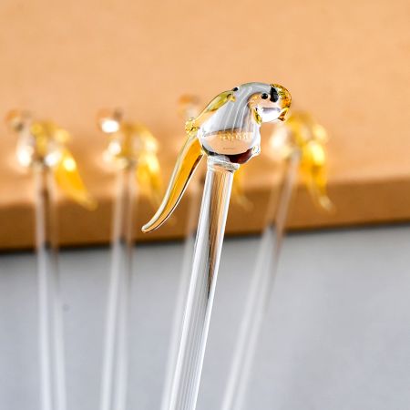 6 Pieces Cut Bird Stirrer Glass Swizzle Sticks for Cocktail Party
