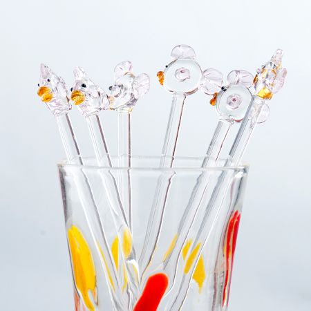 6 Pieces Cut Fish Stirrer Glass Swizzle Sticks for Cocktail Party