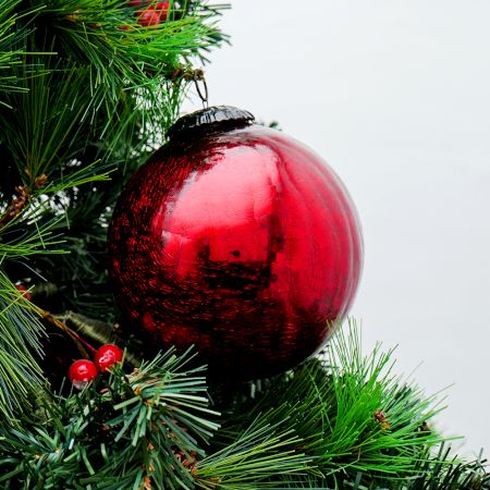 Red Crackle Round Christmas Ball Ornament