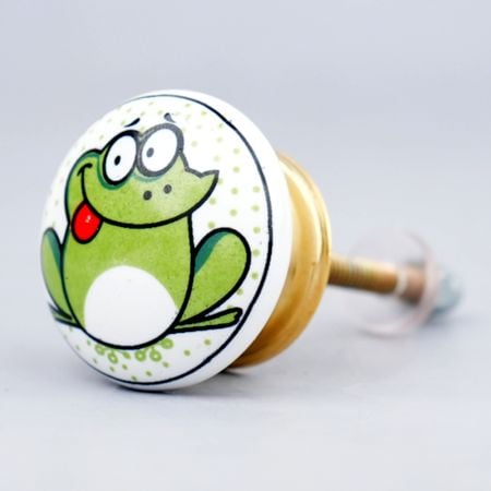 Frog Ceramic Flat Bed Room Dresser Knob