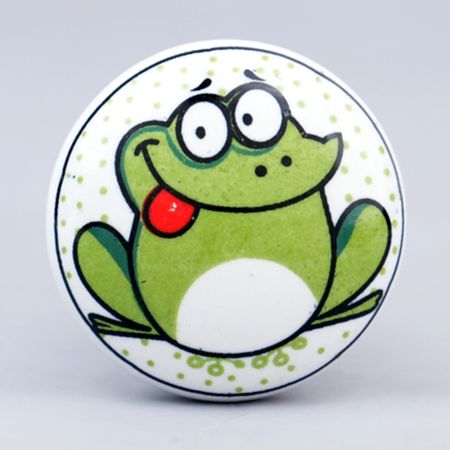 Frog Ceramic Flat Bed Room Dresser Knob