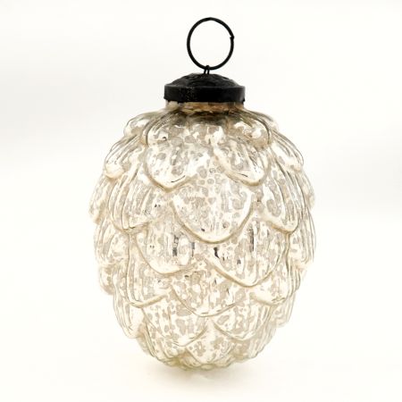 Antique Silver Mercury Glass Christmas Ornament