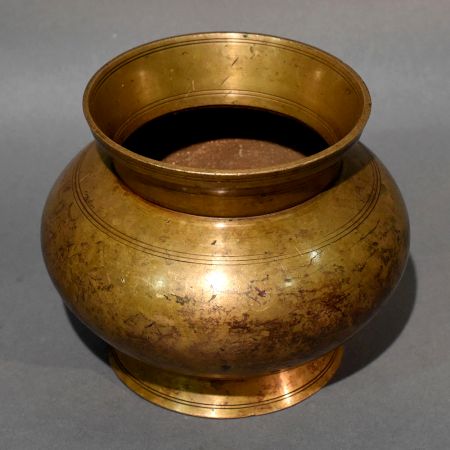Vintage Brass Kalash Wide Rim Ritual Vessel
