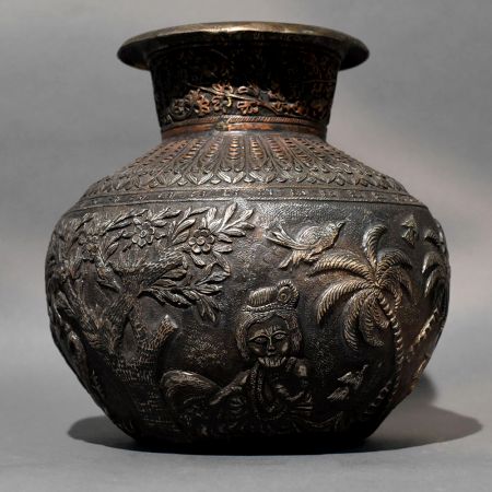 Krishna Makhan Matki Copper Decorative Ritual Pot