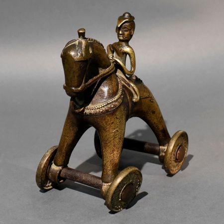 Dhokra Brass Horse Rider Rolling Sculpture