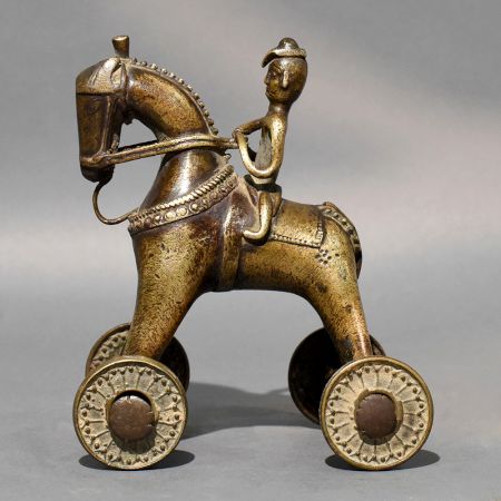 Dhokra Brass Horse Rider Rolling Sculpture