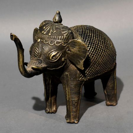 Dhokra Brass Elephant Tribal Decorative Figurine