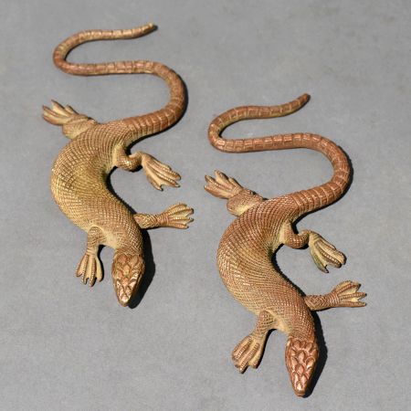 Brass Lizard Pair Tribal Folk Art Figurines