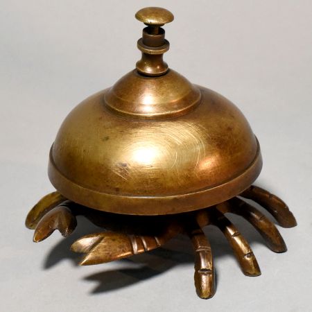Vintage Brass Crab Hotel Service Desk Bell