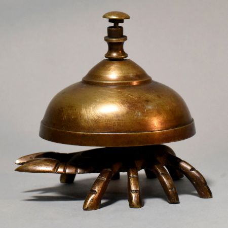 Vintage Brass Crab Hotel Service Desk Bell