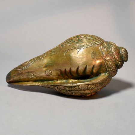 Brass Ganesh Carved Shankh Conch Decorative Idol
