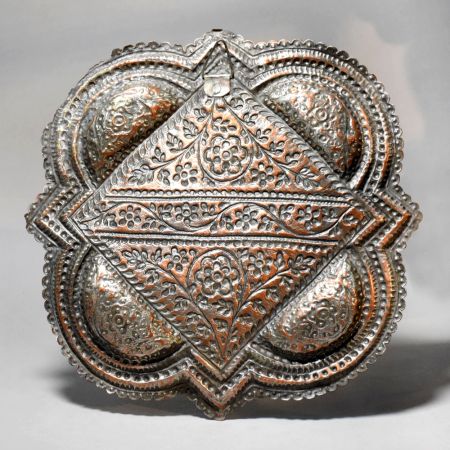 Engraved Copper Floral Decorative Serving Plate