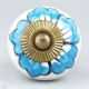 White Turquoise Floral Painted Knob