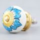 White Turquoise Floral Painted Knob