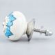 White Turquoise Floral Painted Knob