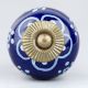 Navy Blue Floral Ceramic Cabinet Knob
