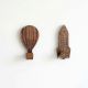 Wooden Adhesive Hot Air Balloon And Rocket Shape Wall Hooks-Pack of 2
