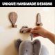 Wooden Adhesive Hot Air Balloon,Car And Rocket Shape Wall Hooks-Pack of 3