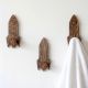 Natural Wooden Adhesive Rocket Shape Coat Wall Hook-Pack of 3