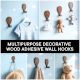 Wooden Adhesive Hot Air Balloon Shape Wall Hooks-3 Pieces