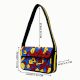 Handmade Beaded Shoulder Bag Multicolor Geometric Pattern Black Strap Women Handbag