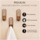 3 Pieces Brown And White Decorative Wooden Adhesive Wall Hooks