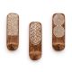 3 Pieces Designer Wooden Adhesive Wall Hooks With Geometric Patterns