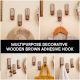 3 Pieces Wooden Self Adhesive Brown And White Wall Hooks