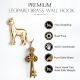 2 Pieces Decorative Handmade Golden Leopard Design Brass Wall Hook