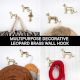 2 Pieces Decorative Handmade Golden Leopard Design Brass Wall Hook