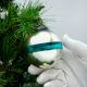 Silver Glass Hanging Ornament with Green Band For Christmas Tree