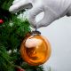 Vintage Round Amber Glass Hanging Ornament For Christmas Tree