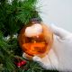 Vintage Round Amber Glass Hanging Ornament For Christmas Tree