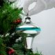 Vintage Mercury Silver and Turquoise Glass Hanging Ornament