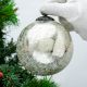 Silver Vintage Round Kugel Style Crackled Glass Hanging Ornament