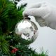 Silver Round Glass Hanging Ornament For Christmas Tree