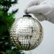 Silver Round Mercury Glass Hanging Ornament For Christmas Tree